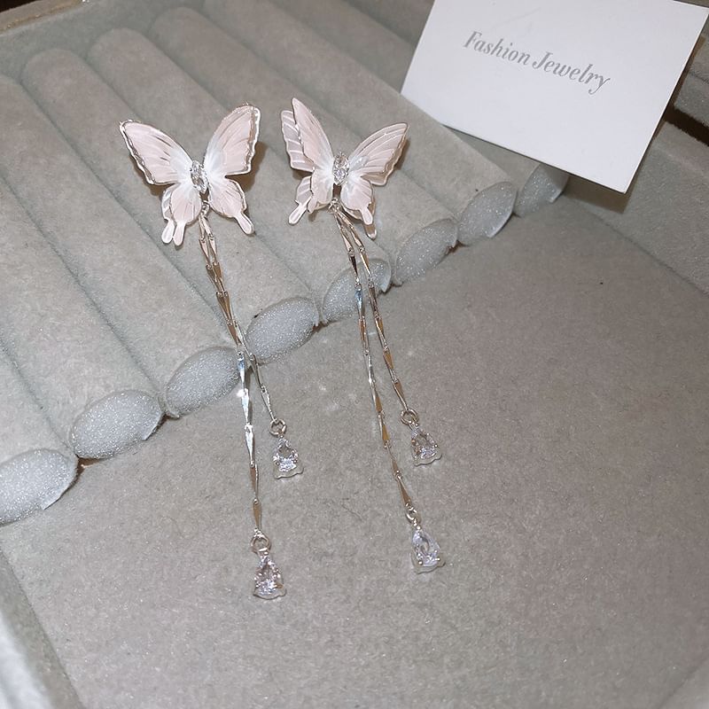 Butterfly Earring Alloy / Rhinestone Choker Dangle