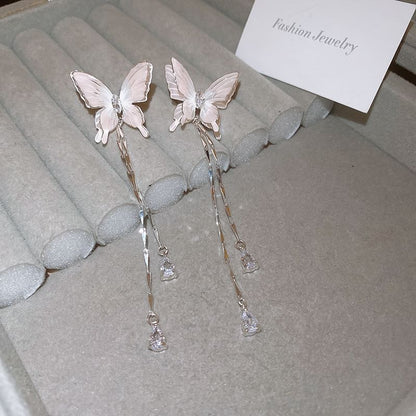 Butterfly Earring Alloy / Rhinestone Choker Dangle