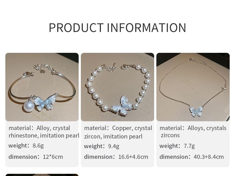 Necklace Butterfly Crystal Designs) / (Various Bracelet Faux Alloy
