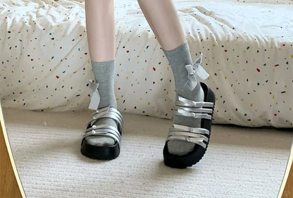 Bow Accent Plain Socks / Set