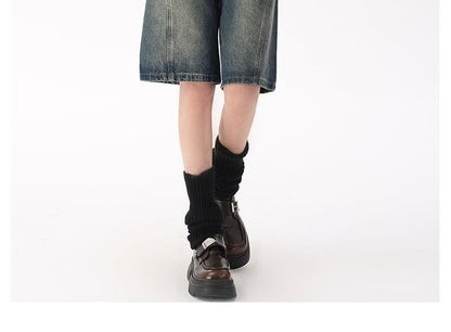 Denim Mid Washed Rise Shorts