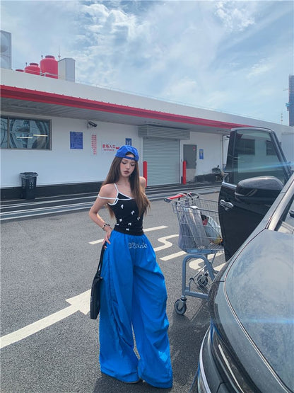 Top Pants Cami Bow Elastic Waist Plain / Leg Wide