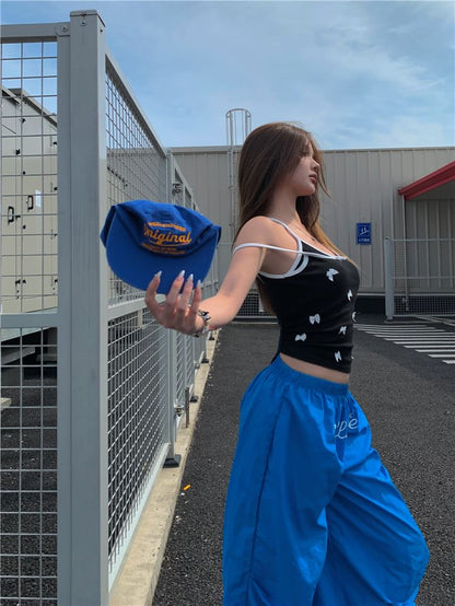 Top Pants Cami Bow Elastic Waist Plain / Leg Wide