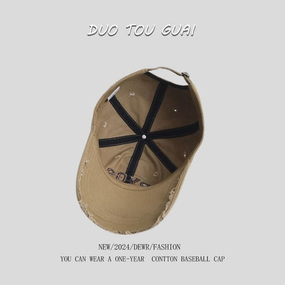 Frayed Baseball Embroidered Lettering Cap