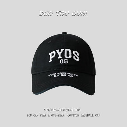 Frayed Baseball Embroidered Lettering Cap