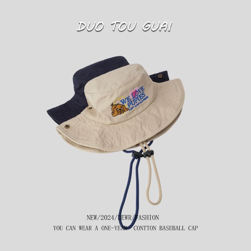 Embroidered Cartoon Hat Bucket