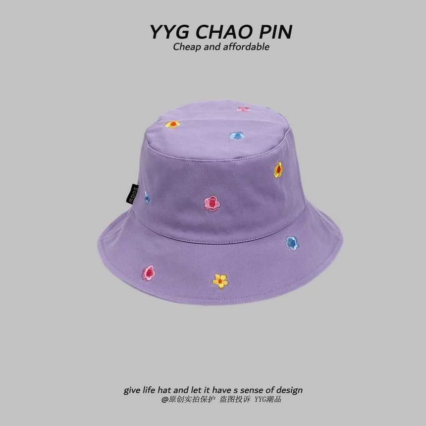 Floral Hat Embroidered Bucket