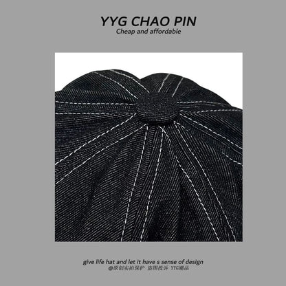 Embroidered Apple Newsboy Cap