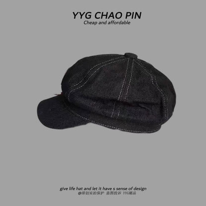 Embroidered Apple Newsboy Cap