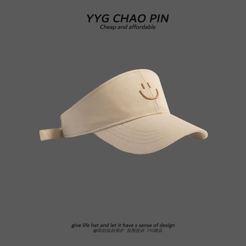 Face Embroidered Visor Smiley Sun