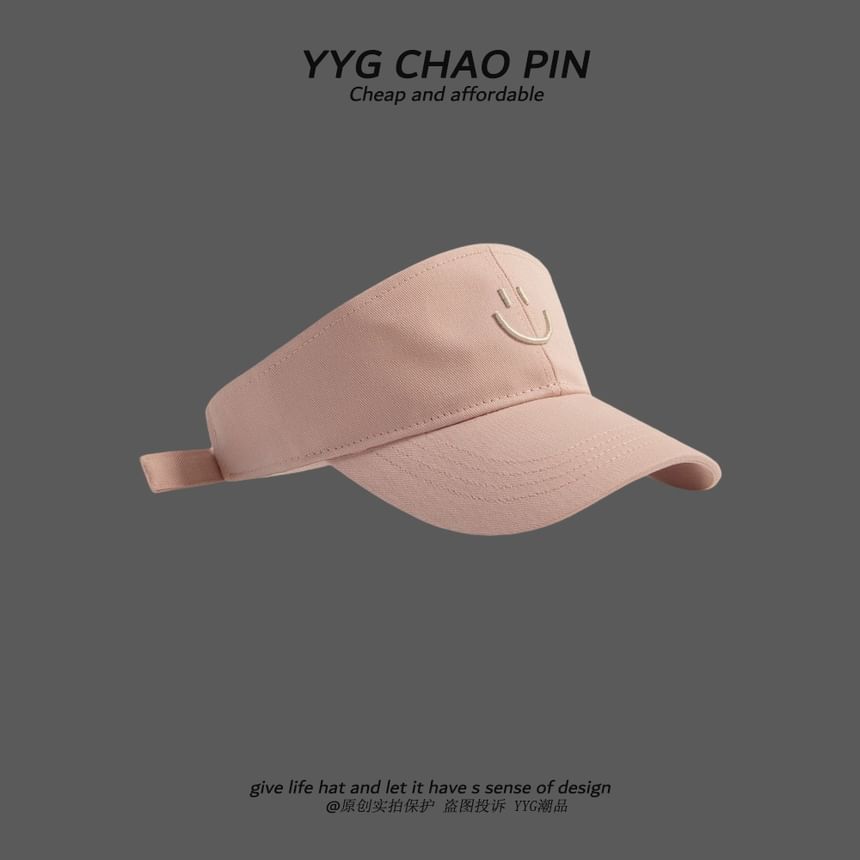 Face Embroidered Visor Smiley Sun