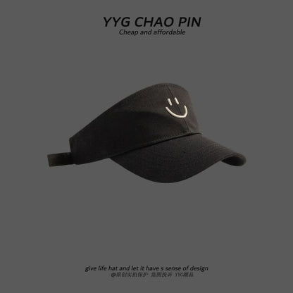 Face Embroidered Visor Smiley Sun