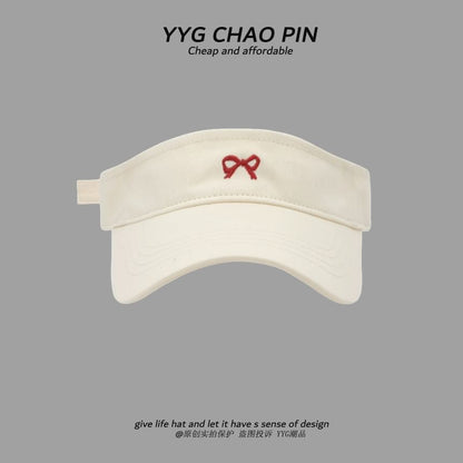 Embroidered Bow Sun Visor