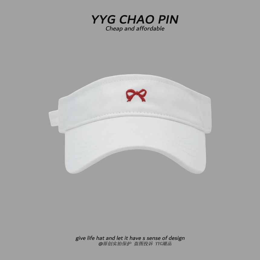 Embroidered Bow Sun Visor