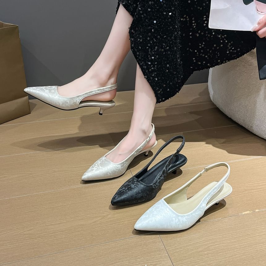 Slingback Low Sandals Pointed Heel