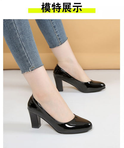 Block Patent Heel Pumps