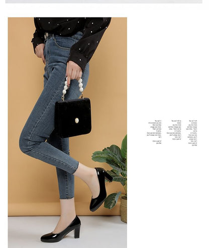 Block Patent Heel Pumps