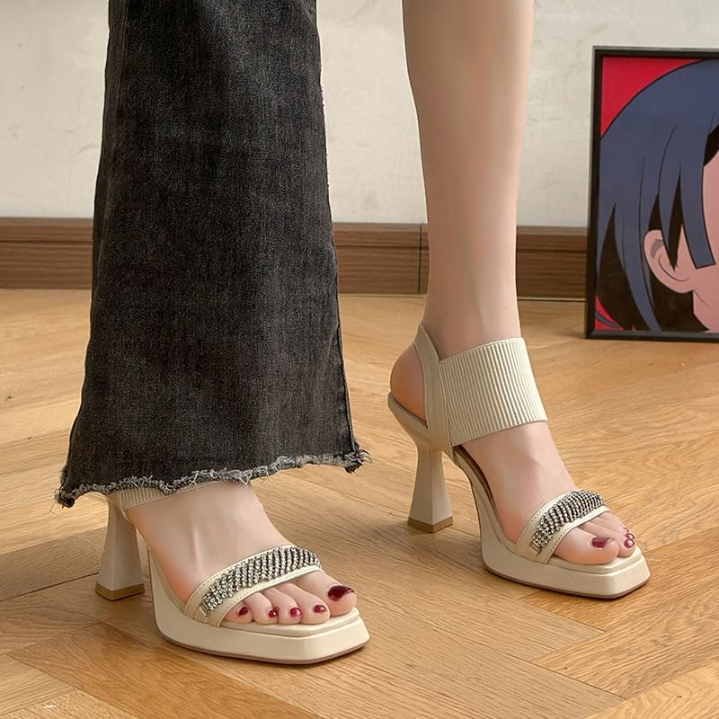 Wedge Rhinestone Sandals Heel