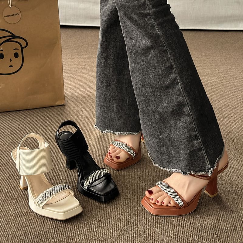 Wedge Rhinestone Sandals Heel