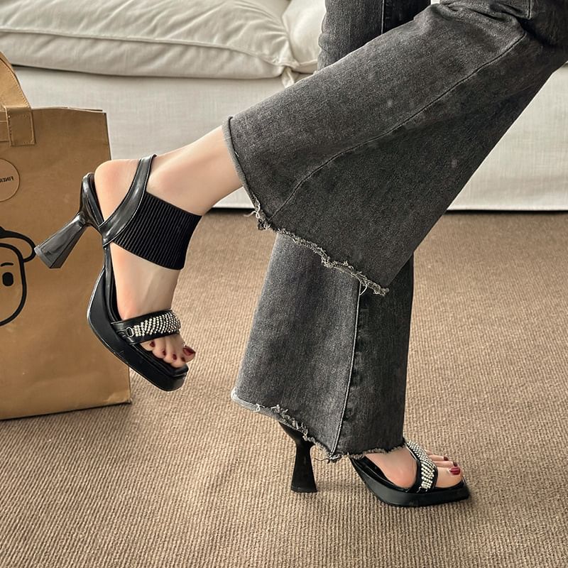 Wedge Rhinestone Sandals Heel