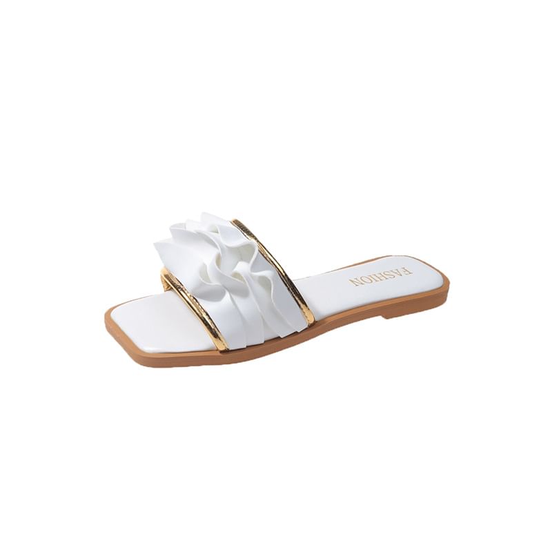 Ruffle Square Sandals Slide Toe