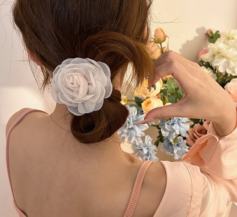 Floral Mesh Scrunchie