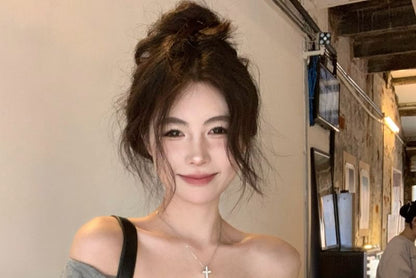 Off Shoulder T-Shirt Twist Plain