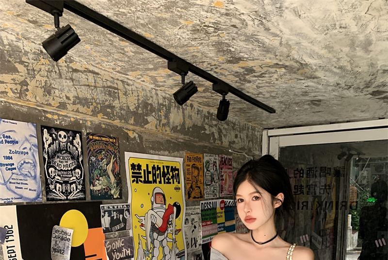 Rise Ruched Skirt / Plain Shoulder Midi Top A-Line Twist Off