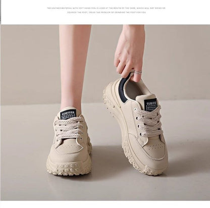 Lettering Lace-Up Platform Sneakers