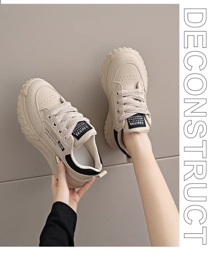 Lettering Lace-Up Platform Sneakers