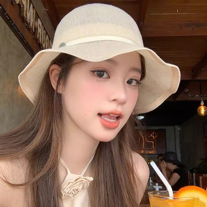 Linen Ruffle Bucket Cotton Hat