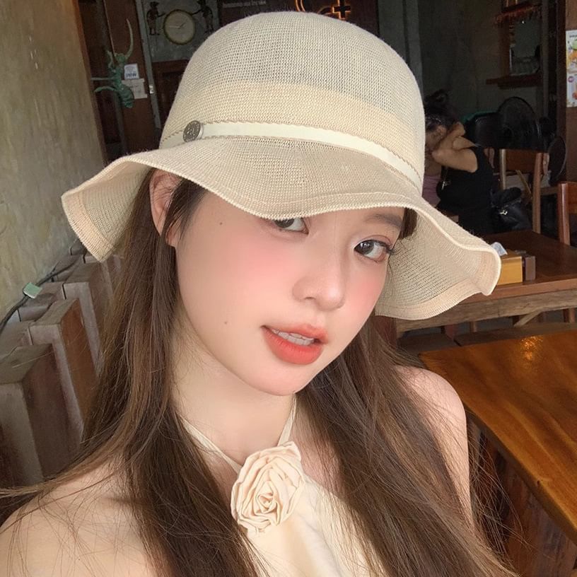 Linen Ruffle Bucket Cotton Hat