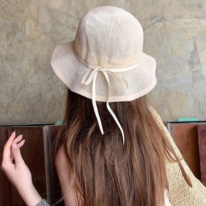 Linen Ruffle Bucket Cotton Hat