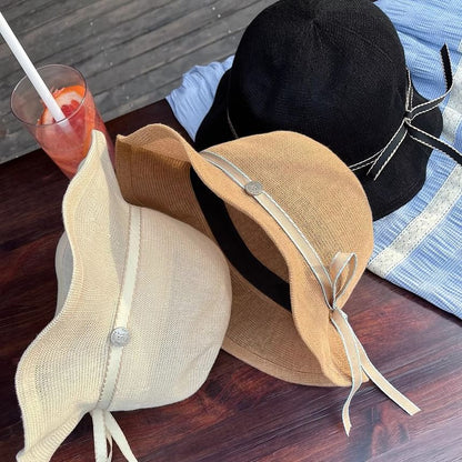 Linen Ruffle Bucket Cotton Hat