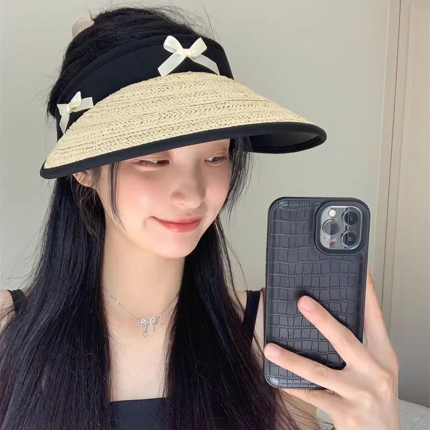 Hat Ribbon Straw Sun Piped