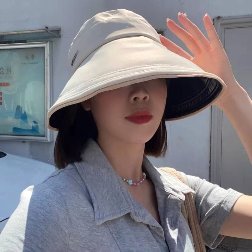 Open Hat Sun Lettering Embroidered Top