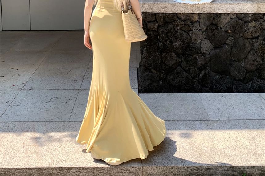 Back Mermaid Open Strap Dress Maxi Spaghetti