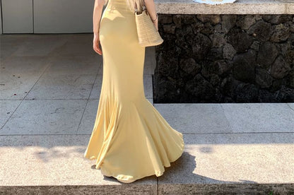Back Mermaid Open Strap Dress Maxi Spaghetti