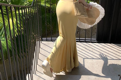 Back Mermaid Open Strap Dress Maxi Spaghetti