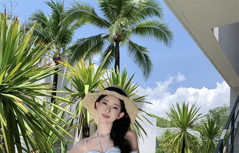 Midi A-Line Plain Spaghetti Dress Strap Asymmetrical