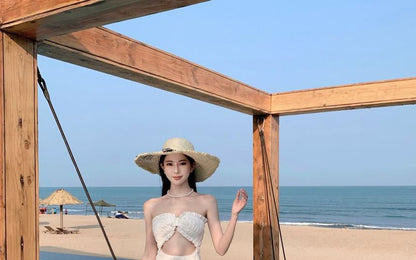 A-Line Cutout Maxi Dress Slit Plain Tube