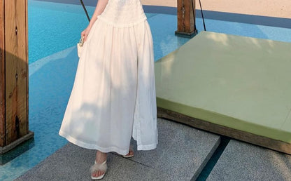 A-Line Cutout Maxi Dress Slit Plain Tube