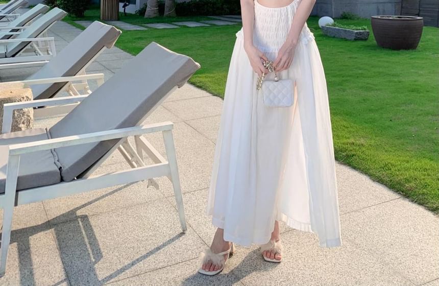 A-Line Cutout Maxi Dress Slit Plain Tube