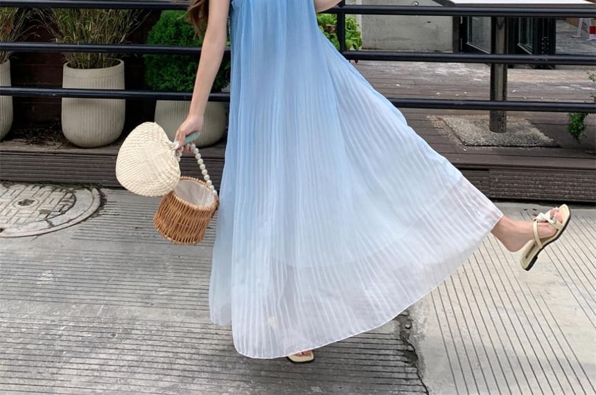 Spaghetti Gradient Dress Midi A-Line Strap