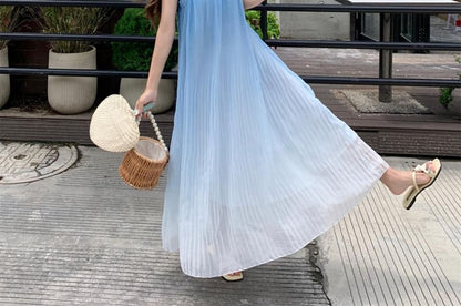 Spaghetti Gradient Dress Midi A-Line Strap