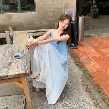 Spaghetti Gradient Dress Midi A-Line Strap