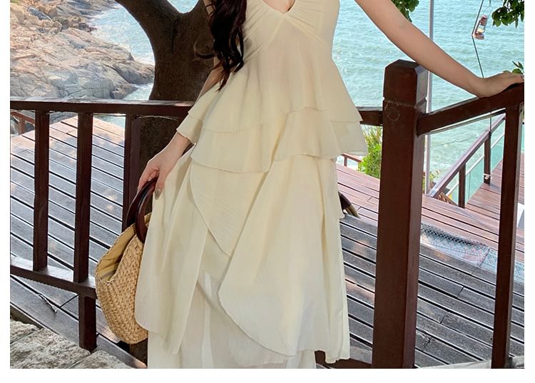 Set: A-Line Peplum Skirt Midi Asymmetrical Top Halter Tank Plain +