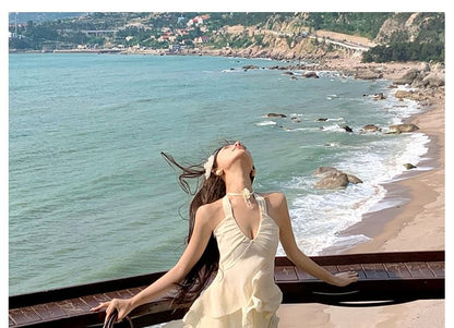 Set: A-Line Peplum Skirt Midi Asymmetrical Top Halter Tank Plain +