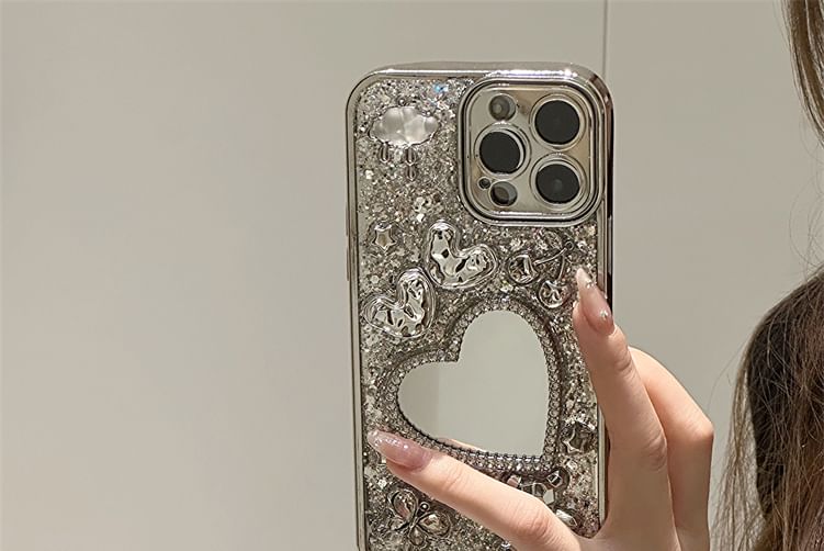 Heart Mirrored Phone Case / Strap / Set