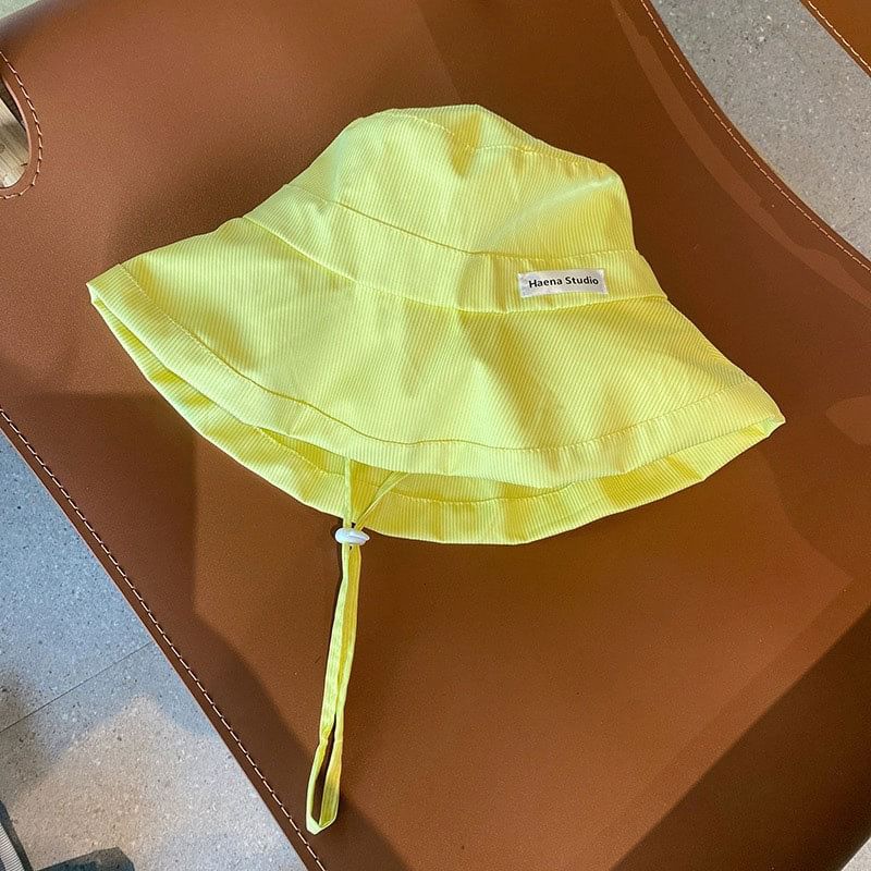 Lettering Bucket Hat Striped Applique